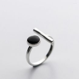 Wedding Rings Trendy Personality Punk Black Lines For Women Lady Resizable Size Party Jewellery Charm Gifts