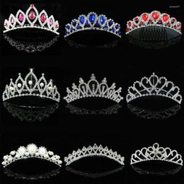Hair Clips Girls Tiara Crown Wedding Jewelry Bridal Flower Princess Crystal Rhinestone Headband Accessories Prom Party Gift