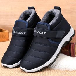 Boots Men's Winter Fleece Thickened Cotton Middle-aged And Elderly Warm Healthy Walking Shoes Trendy Wear-resistant Outdoor