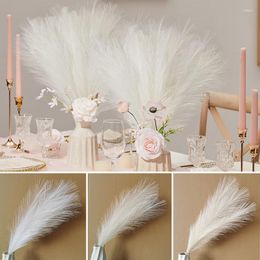 Decorative Flowers Fluffy Pampas Grass White Artificial For Vase Filler Simulated Reed Fake Flower Boho Decor Home Party Wedding Decoration