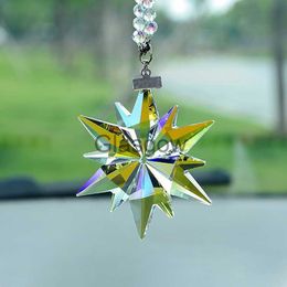 Interior Decorations Crystal Snowflake Car Pendant Auto Rearview Mirror Suspension Car Hanging Accessory For Girls Christmas Gifts Elegant Car Decor x0718