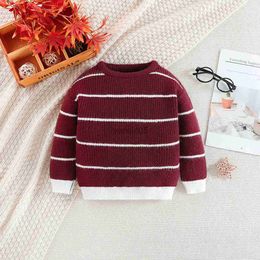 Pullover Autumn Winter Baby Kids Boys Girls Long Sleeve Stripe Knit Sweater Baby Kids Boys Girls Pullover Sweaters Jumper Clothes 2023 HKD230719