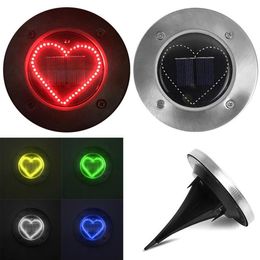 53 LED Solar Power Heart Shape Buried Light Under Ground Lamp Outdoor Path Way Garden Gradient Decking283p