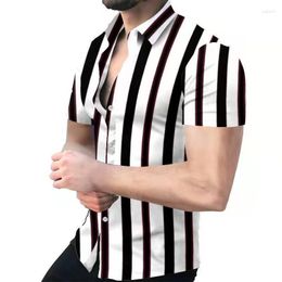 Men's Casual Shirts Shirt Colourful Striped Sleeve For Men Top Oversized Blouse Clothing 2023