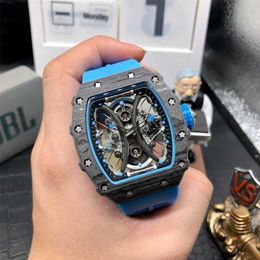 Automatic Mechanical Watches R ichars Fashion Wine Bucket Watch RM53-01 Series 2824 Automatic Mechanical Carbon Fiber Tape Men's Watch LL