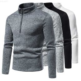 Men's Sweaters New Men's Solid Colour Base Shirt High Neck Long Sleeve Pullover Sweater With Personalised Zipper Design L230719