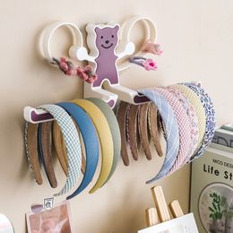 Storage Holders Racks INS Cartoon Bear Punch-free Storage Rack Hair Clips Holder Wall-mounted Girls Hairpin Storage Rack Headband Barrettes Organiser 230718