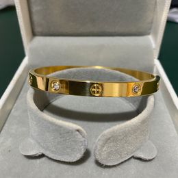 Bangle Design Gold Zircon and Cross Nut Nail Bracelet Womens Stainless Steel Screw Brand Jewellery Direct 230719