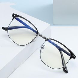 Sunglasses Unisex Square Plain Glasses Alloy Frame Style Eyeglasses All Match Suitable For Face Anti Blue Light