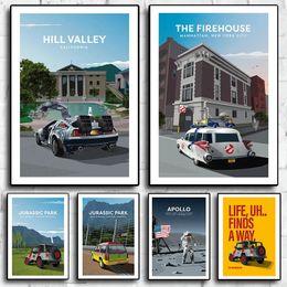 Canvas Painting Classic Movies Back to the Future Ghostbusters Cars Vintage Posters And Prints Art Home Wall Decor Pictures For Room Living w06