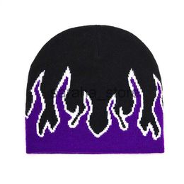 Beanie/Skull Caps Brand Beanie Hat Street Dance Skull Fire Hell Burn Flames Hot Trend Hip Hop Knitted Bonnet J230719