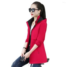 Women's Jackets Long-sleeved Hooded Double-sided Wear Mid-length Spring And Autumn Coat Casual Loose Fit Jacket All-match Top