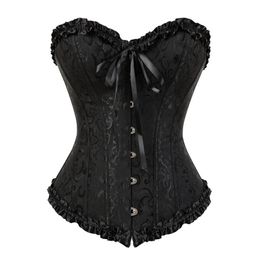 Gothic Embroidered Brocade Corset body lift shaper Bustier Bone Lace Up Steampunk Corset Sexy Corselet Strapless Overbust Slim 811264S