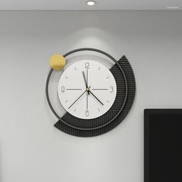 Wall Clocks Luxury Digital Clock Kitchen Metal Nordic Round Large Mural Creative Silent Black Horloge Murale Room Decor HY50