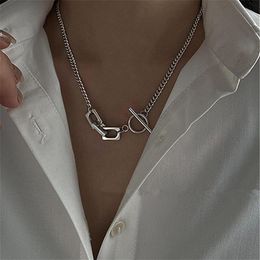 Chokers LOVOACC Hollow Square OT Clasp Patchwork Necklace For Women Girls Silver Color Titanium Steel Chain Jewelry303w