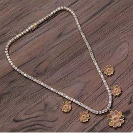 iced out sunflower pendant necklace for men women hip hop luxury designer diamond pendants chains necklace silver 4mm tennis chain273g