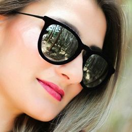 Sunglasses Fashion Designer Classic Round Woman Retro Female Colourful Coating Mirror Vintage