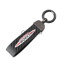 Car Key Carbon Fibre car keychain key ring for Mini Cooper One S JCW R55 R56 R50 R53 R60 F55 F56 Countryman car Accessories x0718