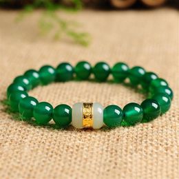 Beaded Strands 24k Gold Hetian Jade Bracelet Premium Gem Jewellery Bracelets Natural Agate Red Black Green Lovers For Men And Women228E