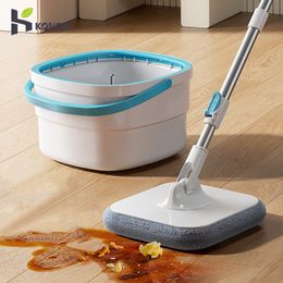 Mops Flatbed Spin Mop and Bucket Set Clean Water Sewage Separation Mop Hands-Free Squeeze Mop Floor Clean Household Cleaning Tools 230718