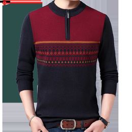 Men's Sweaters 2022 striped zipper pullovers sweater fashion knitted men clothing thick winter warm sweaters mens christmas sweatshirts 1148 L230719