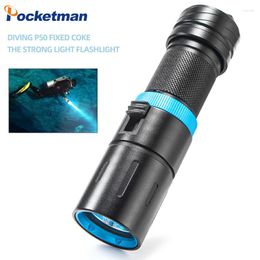 Flashlights Torches Portable Super Bright Diving LED XHP50 Waterproof Professional Lamp By 18650/26650 Battery With Hand Rope