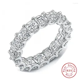 Cluster Rings Choucong Jewelry 925 Sterling Silver Full Princess Cut White Topaz CZ Diamond Women Wedding Band Ring Gift