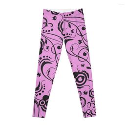 Active Pants Black And Pink Ink Markers Leggings Gym Woman Women Sports For