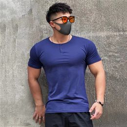 Men s T Shirts Men Summer Short Sleeve Fitness T Shirt Running Sport Gym Muscle Button collar Workout Casual High Quality Tops Clothing 230719