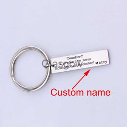 Car Key Personalised Custom Name Teacher Gifts Holiday Surprise Fashion Stainless Steel Engraved Easy To Carry Car Key Rings x0718