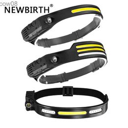 Headlamps COB D Induction Riding LX200 350LM Headlamp 1200mAh Type C USB Rechargeab Hunting Flashlight Work Light 5 Modes Headlight HKD230719