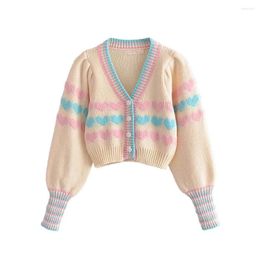 Women's Sweaters High Quality Cute Colour Cardigan Women Vintage Sweater Jacket 2023 Autumn Short Knit Top Student Tops