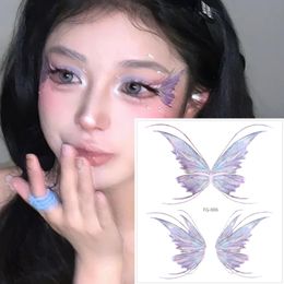 3D Fairy Butterfly Wings Shiny Tattoo Sticker Waterproof Eyes Face Hand Body Art Fake Tattoos Women Makeup Festival Decoration