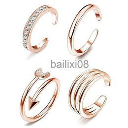 Band Rings 4Pcs Simple Alloy Crystal Foot Ring Adjustable Opening Toe Ring for Women Girl Summer Beh Vation Jewellery Finger Ring J230719