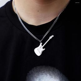 Pendant Necklaces Hypoallergenic Chic Music Guitar Charm Male Necklace Stainless Steel Men Punk Jewellery Accessories