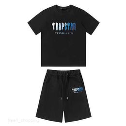 Trapstar Mens t Shirt Pants 2 Piece Sets Designer Rainbow Towel Embroidery Decoding Tshirts Men's Black White Round Neck T-shirt 7 W44I