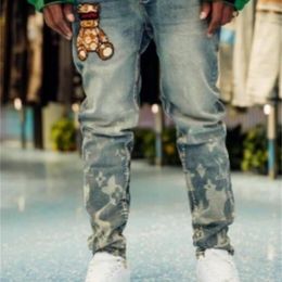 Men's Jeans fashion mens bear denim jeans destroyed brand designer Ripped Slim Fit Hip Hop Denim Distressed Skinny pants 230718