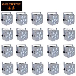 20XLOT White Aluminum Case Wireless Battery Powered 6x18W Square Sit Led Par Light RGBWA UV 6IN1 Color Mixing DMX 6 1251v