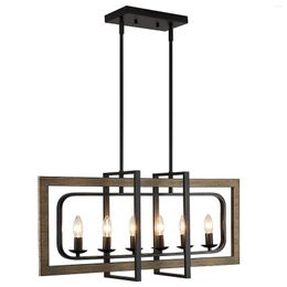 Chandeliers Vintage Black Industrial Chandelier Wood Living Room Bedroom Kitchen Retro Farmhouse Indoor Home Decor Light Fixture