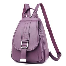 2019 Women Leather Backpacks Vintage Female Shoulder Bag Sac a Dos Travel Ladies Bagpack School Bags For Girls2841