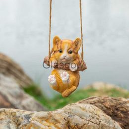 Interior Decorations 3D Cute Cat Puppy Car Hanging Cament Kitten Simulation Model Creative Car Interior Decor Animal Resin Pendant Kid Toy Gift x0718