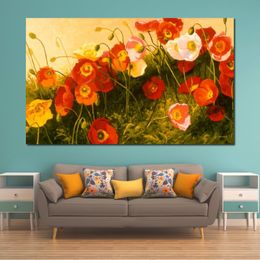 Textured Canvas Art Flowers Poppies in Celebration Handmade Abstract Oil Paintings Contemporary Wall Decor