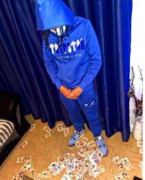 Men's Tracksuits Trapstar Man Set Chenille Decoded Hooded Tracksuit Bright Dazzling Blue White trapstar jacke schwarz Embroidered Woman Leisure and Sports 558ess