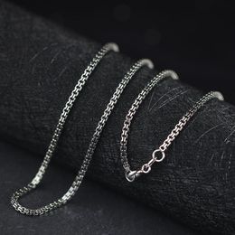 S925 Sterling Silver Jewellery Thai Silver Handmade Ladies 2 0mm Carve Double Box Chain Necklace276k