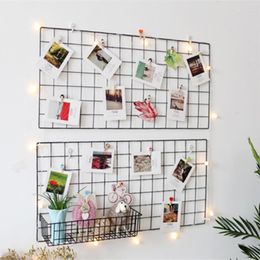 Storage Baskets Ins Wall Decoration Iron Grid Decor Hanging Rack Display Art Box Mesh Basket Shelf Organiser Home Ornaments Holder