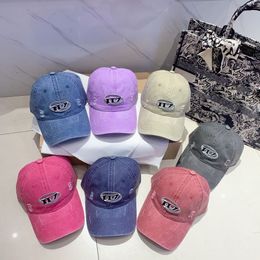 Autumn and Summer Fashion Candy Colour Designer Ball cap Couple Outdoor Vacation Sports Water Wash and Wear Old Craft Pattern Embroidery casquette