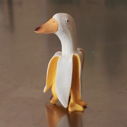 Decorative Objects Figurines Banana Duck Kawaii Room Decoration Home Office Desk Accessories Miniature Statue Modern Home Creative Craft Object Funny Gift 230718