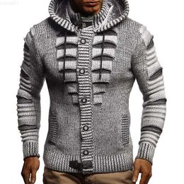 Men's Sweaters Autumn Men Jacket Knitted Sweater Hooded Male Buttons Cardigan Sweater Pullover Hip Hop Streetwear Loose Knitwear Tops Basic L230719