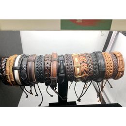 20Pcs Lots Vintage Mens Genuine Leather Surfer Bracelet Cuff Wristband Fashion Jewellery Gift Mixed Style Bracelet Bvh4H251v