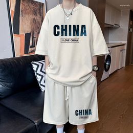 Men's Tracksuits Summer Large Size Sports Suit Breathable Casual Wear Wild High Street Oversize T-shirt With Shorts Two Pieces Sets
